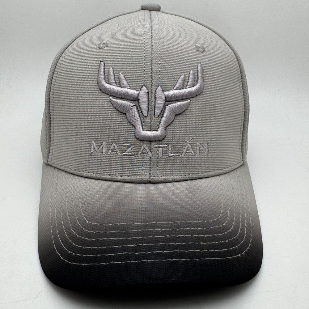 Mazatlan Hat Cap Gray Black Ombre Bull Skull Logo Adjustable